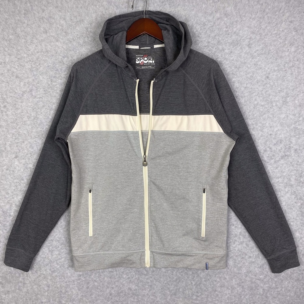 Marine Layer Hoodie Mens M Weekend Sport Grey Full Zip Sweatshirt